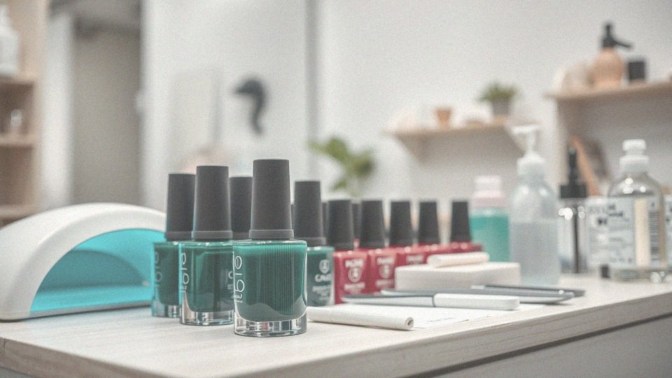 Jakie produkty są potrzebne do stylizacji paznokci w butelkowej zieleni?